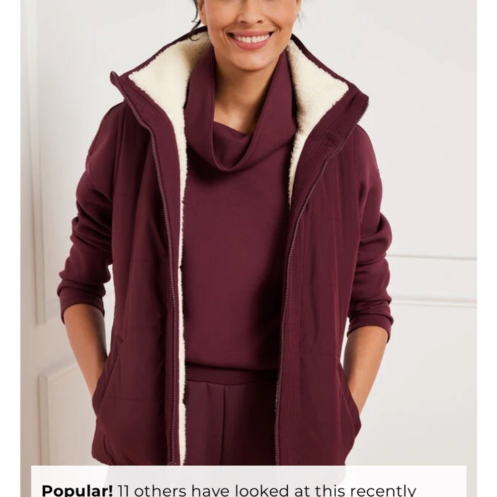 Talbots Maroon / burgundy Sherpa vest and coordinating top set.
